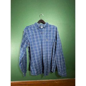 Columbia - Men's Blue/White Plaid Long Sleeve Logo Button Down - Size L